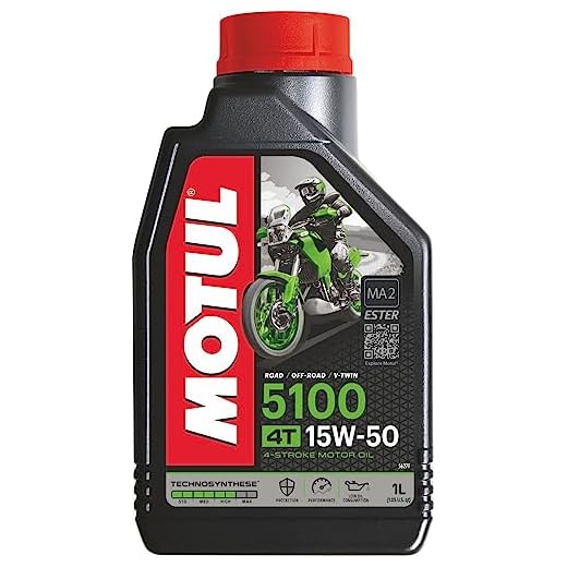Motul 104080 5100 4T Hybrid 15W-50 API SM Technosynthese Semi Synthetic Engine Oil for Bikes (1 L)