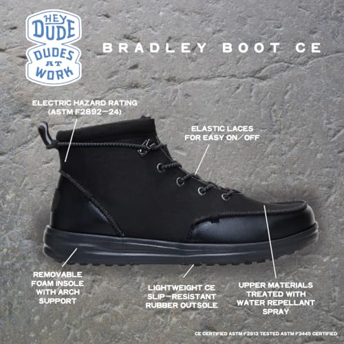 HEYDUDE Men's Bradley Work Boot CE, Black, Size 8 - image 4