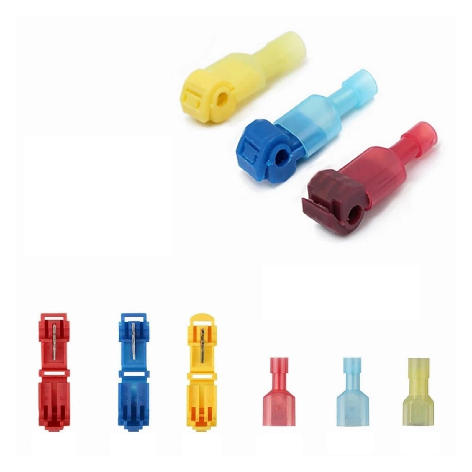 QMKADFQXF 50PCS T-tap Wire Connectors Terminals Crimp Quick Splice Terminal 22-10AWG Insulated Connector