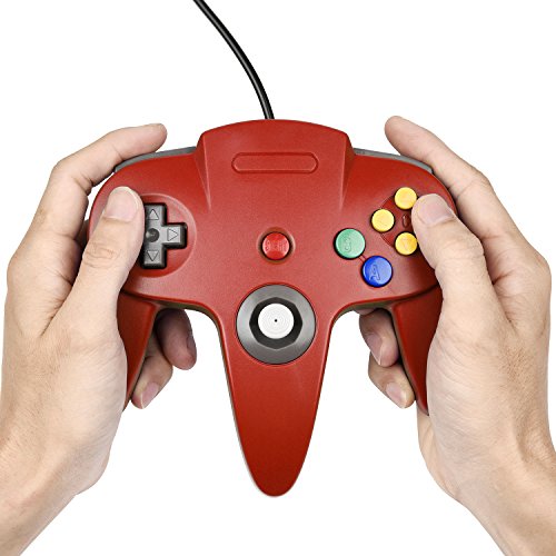 Image of KIWITATA Classic N64 Controller, Retro N64 Wired Joystick Replacement Gamepad Controller for N64 Video Game Console Red