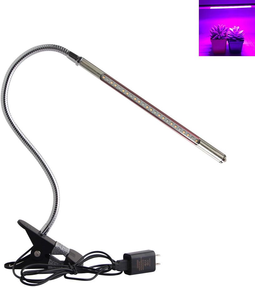 Snkey Grow Light, LED Clip Lamp, 5W 3-Level Dimmable Light for Plants, Indoor Red Light with US Adapter, 57 Inch Cable (Black)