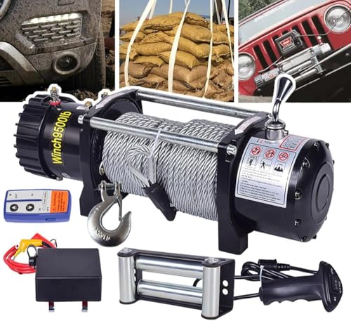 Treuil Hydraulique De 9 500 à 20 000 LB avec Câble en Acier Robuste De 24 M, Engrenage Planétaire à 2 étages pour Véhicule Tout-Terrain, Bateau, ATV, SUV+(Size:9500lbs,Color:24v)