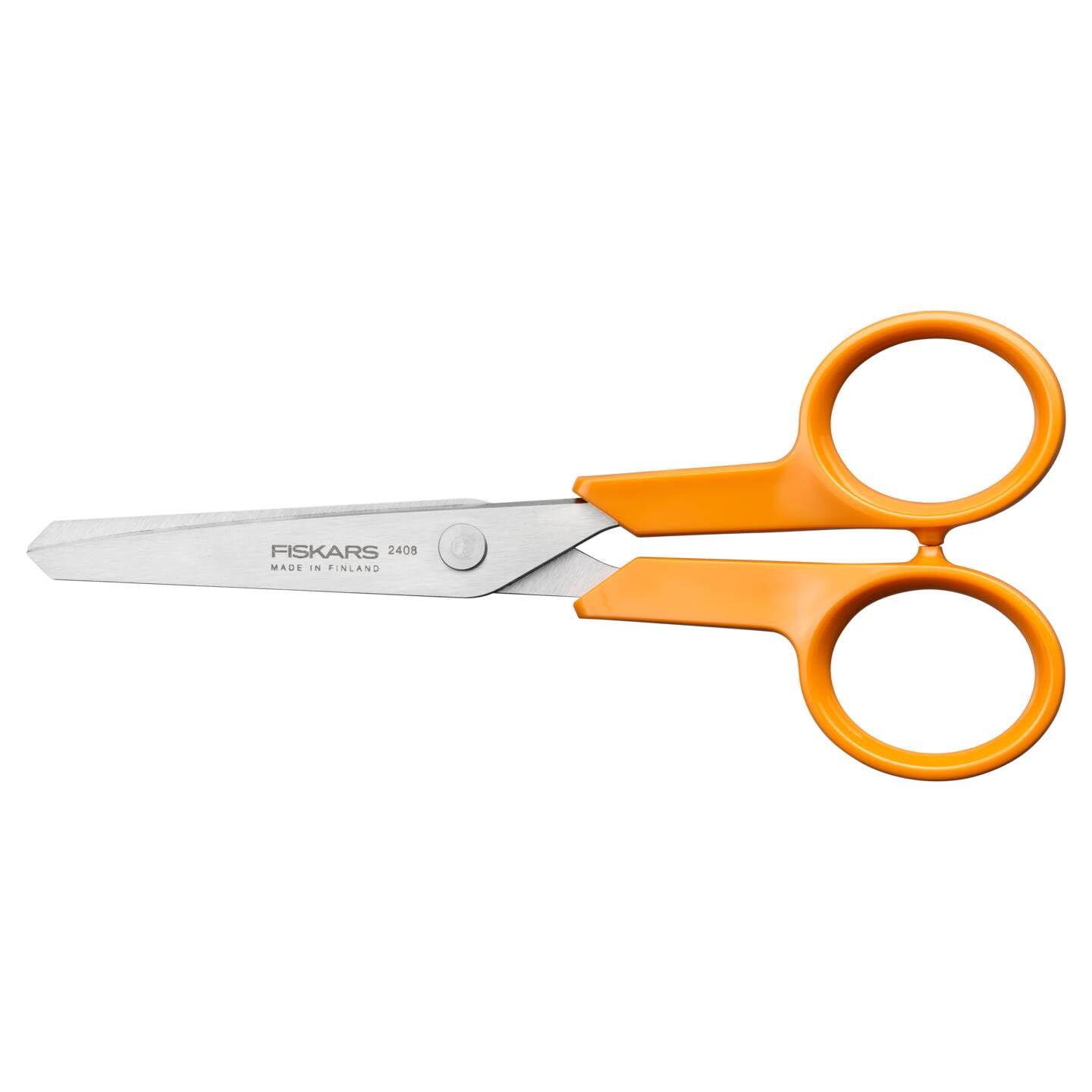 Fiskars Classic Paper Scissors, Right-Handed and Left-Handed, Total Length: 13 cm, Improved Handle ergonomics, Stainless Steel Blade/Plastic Handles, Orange, 1075063