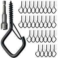 Gucass 30 Stück Schwarz Haken zum Schrauben, Schraubhaken Edelstahl mit Sicherung, Hakenschrauben Einschraubhaken zum Aufhängen Topfplanzen Lichterketten Windspielen und Vogelhäuser