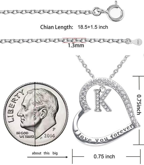 Miniatura 6 de ITS4YEO 925 Sterling Silver Infinity Heart Pendant Initial Necklaces Silver Necklace Zircon Pendant Necklaces for Women Jewelry Gift for Women Wife