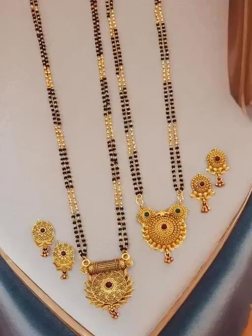 Allure American Diamond Flamingo 1 Gram Gold Plated Fancy Mangalsutra For Women Stylish (24 inch) Design No MS4-MS5