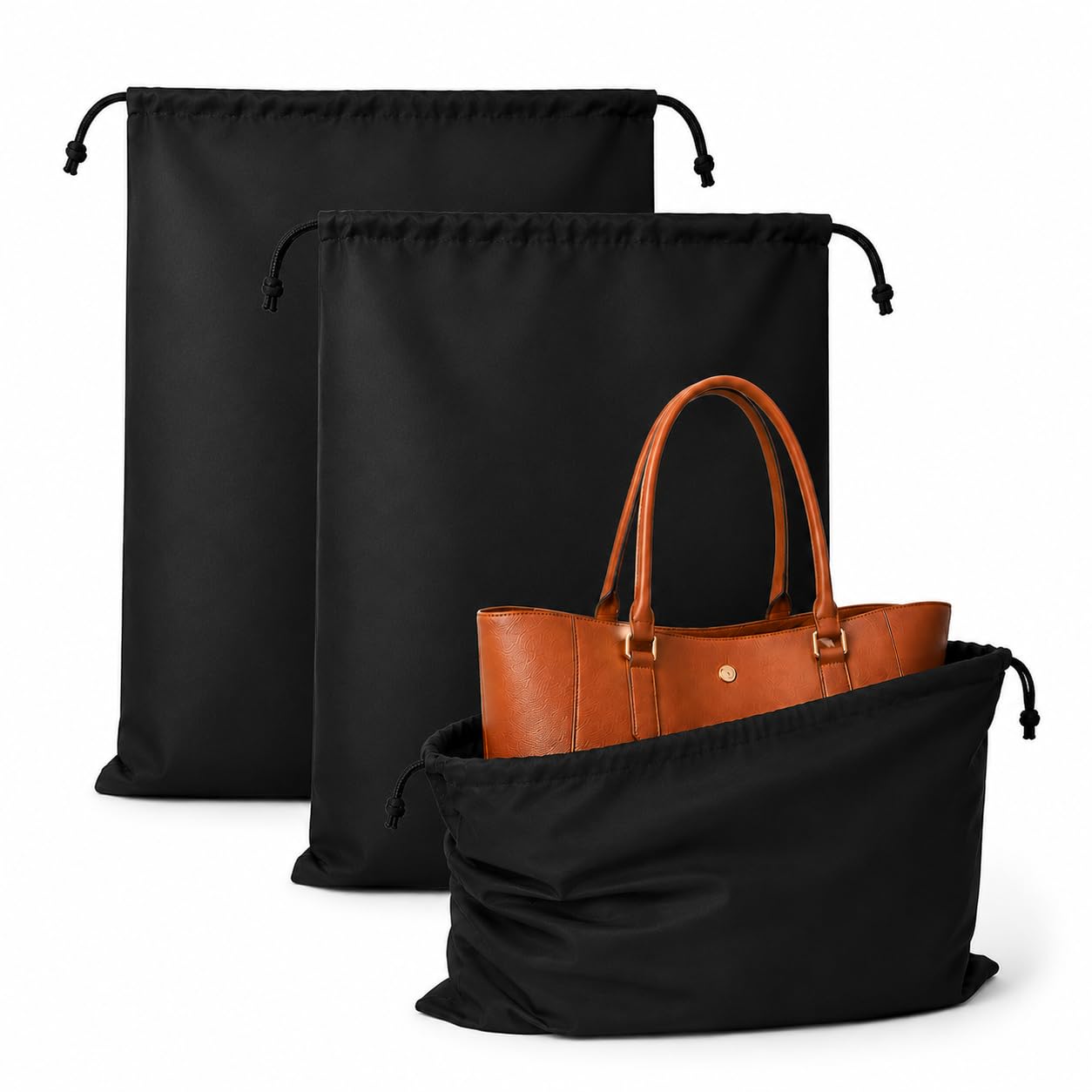 Handbag Dust Bag Large 20x24 Inch Waterproof Drawstring Purse Storage Bag Premium Nylon Dust Cover for Designer Bags, Tote Bag Protector & Luxury Handbag Storage Black (PACK OF 2)-image-25