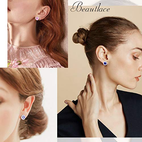 beautlace Birthstone Necklaces/Stud Earrings/Rings/Bracelets/Jewelry Sets Silver Plated Round Shape Birthstone Pendant Jewelry Birthday Gifts for Men and Women2