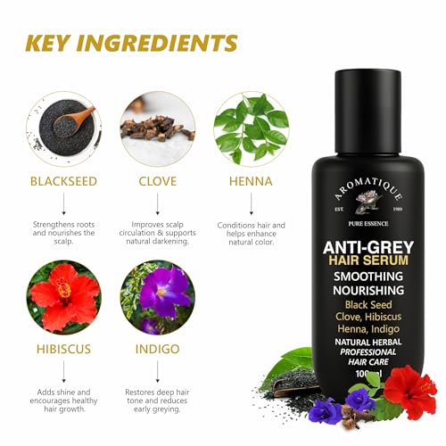 Image of Aromatique Anti Grey Hair Serum Spray - 100ml | Botanical Hair Care Formula to Maintain Natural Hair Color & Strength | Lightweight, Non-Greasy | For Men & Women