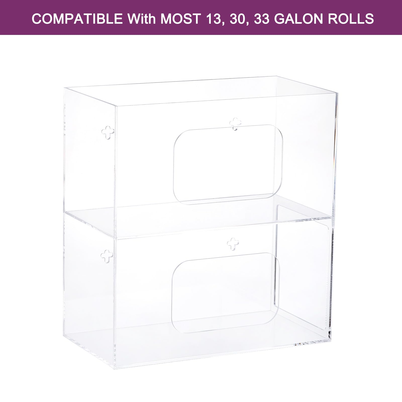 QUARKZMAN Basura Bolsa Dispensador Rollo Soporte, Pared Montaje Acrílico Basura Bolsa Dispensador Rollo Soporte, Doble Lado Cargado Organizador Almacenamiento Caja