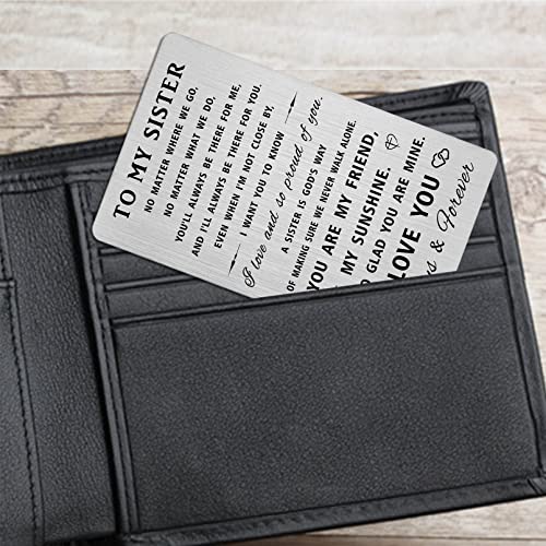 Sister Gifts from Brother Sister - Sister Birthday Wedding Wallet Card Engraved Presents4