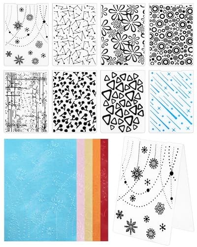 FIVEIZERO 8 Pcs Embossing Folders for Embossing Machine 5.8 x 4.1 Inch Paper Card Embossing Templates Classic Pattern Series for Card Making Scrapbook Photo Album & DIY Crafts