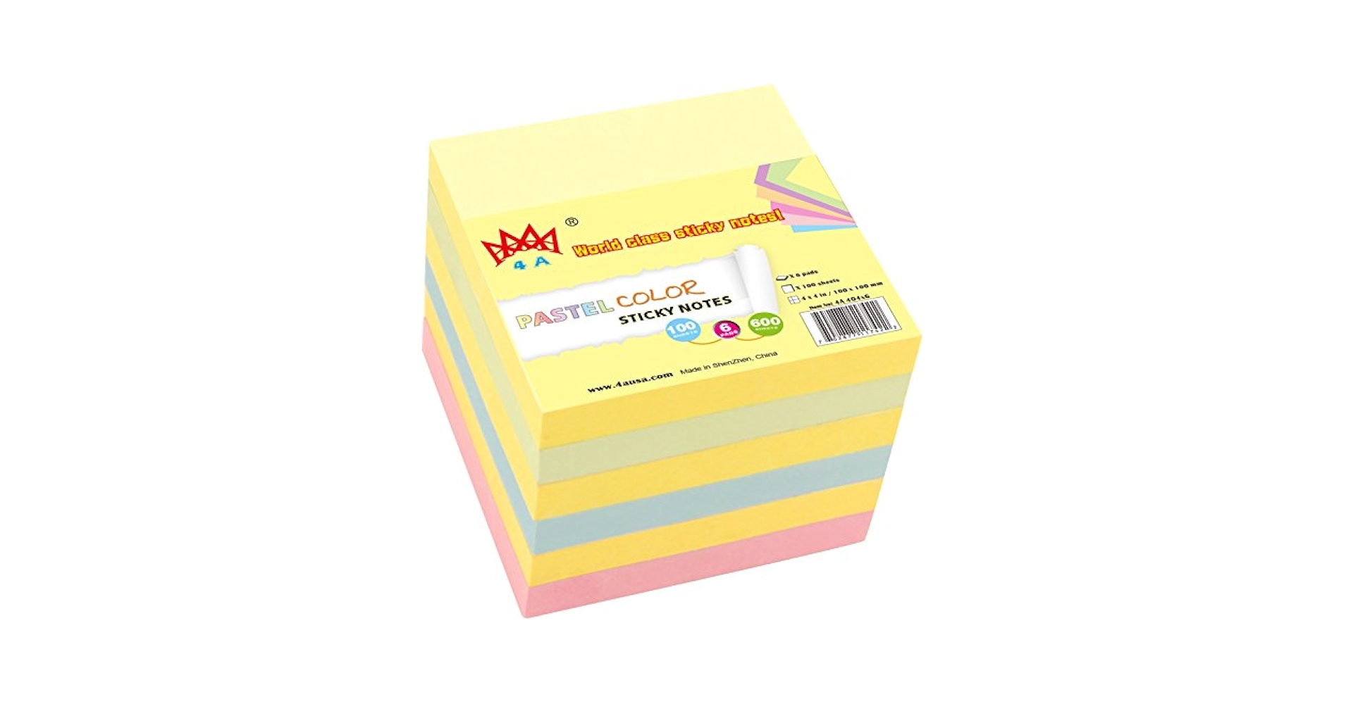 4A Sticky Notes,4 x 4 Inches,Large Size,Pastel Assorted,Self