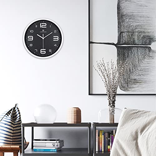 Lafocuse-Horloge-Murale-Noire-Silencieuse-Moderne-Pendule-Murale-Grande-Chiffres-3D-pour-Chambre-Cuisine-Salle-de-Bain-Salon-30cm