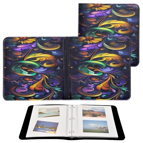 Álbum de fotos adhesivo autocopiativo DIY Scrapbook Mardi Gras Carnaval con plumas, 3 anillos, 40 páginas, 8x10 para recuerdos miniatura 2