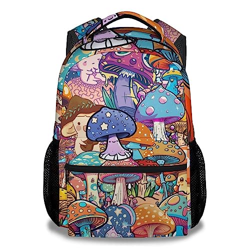 Mushroom Backpack for Girls, 16 Inch Colorful Backpacks for School, Cute Lightweight Bookbag for Kids
