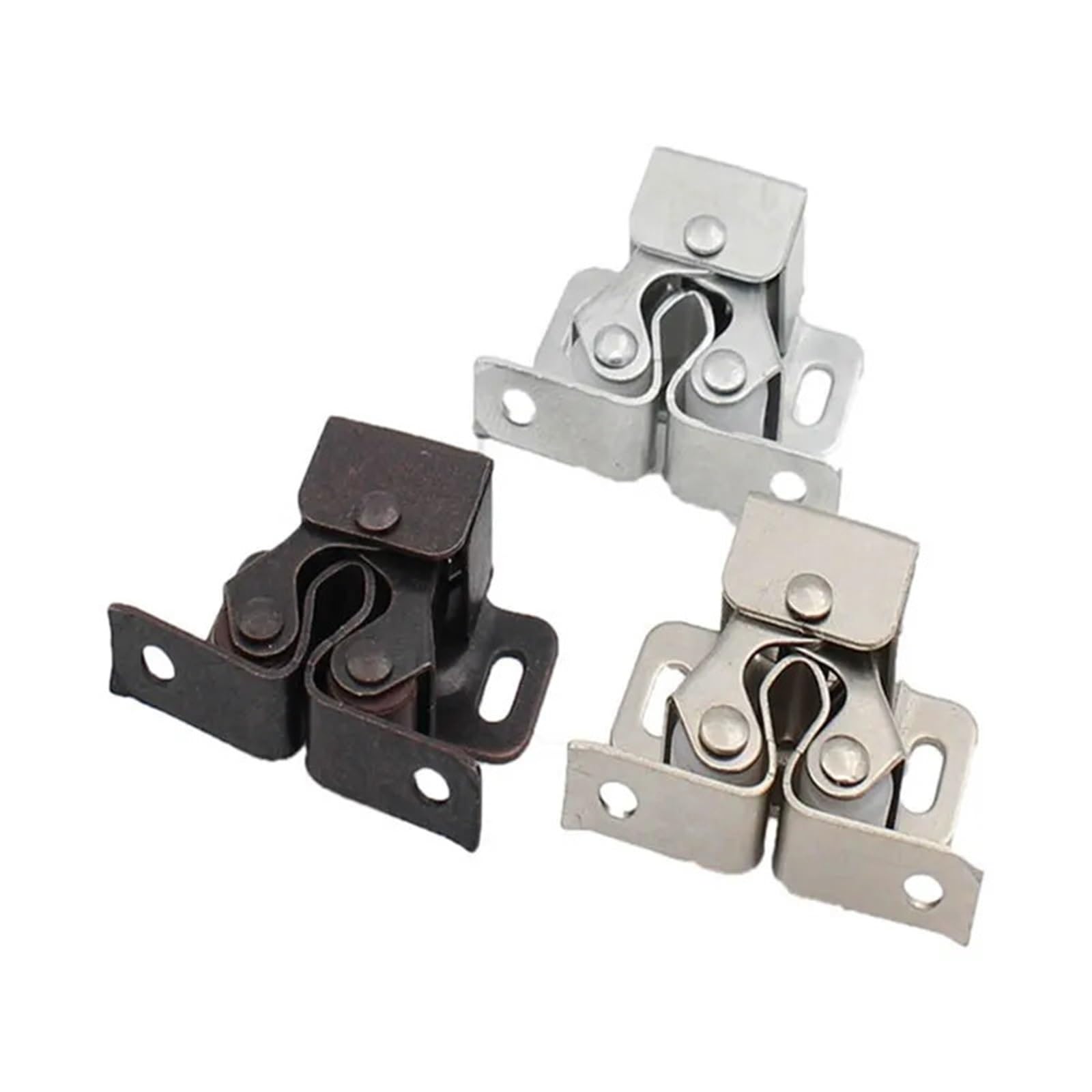 WQGQPXOB 10Pcs Double Ball Roller Catches Cupboard Cinet Door Latch Locks Hardware Tool Copper Catch(Bronze)