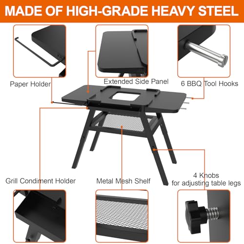 Image of Adjustable Grill Stand for Ninja Outdoor Woodfire Series OG700 OG800 OG900 Series OO101 Woodfire Pizza Oven, Grill Cart for Ninja MO201 Artisan Pizza Oven, Replace for XSKUNSTAND Outdoor Stand