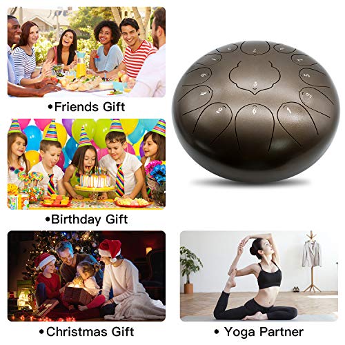 MTC 12 Inch Ethereal Drum 13 Note Steel Tongue Drum Percussion Instrument Lotus Hand Pan Drum with Drum Mallets Travel Bag,Applicable to Music Education, Yoga Meditation