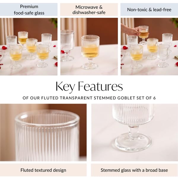 Avastro Wine Glasses Clear All Purpose Water Goblet,Origami Style Short Stemware 240ml Glass Beverage Goblets for Juice,Cocktail,Wine,Party Pack of 2 2