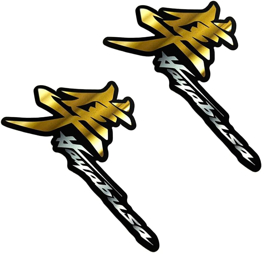 Motorcycle Reflective Flexible Vehicle Sticker Decorative Vinyl Bumper Sticks Gas Fuel Tank Badge Emblem Decals Compatible with GSXR 1300 GSX-R Hayabusa Gold
