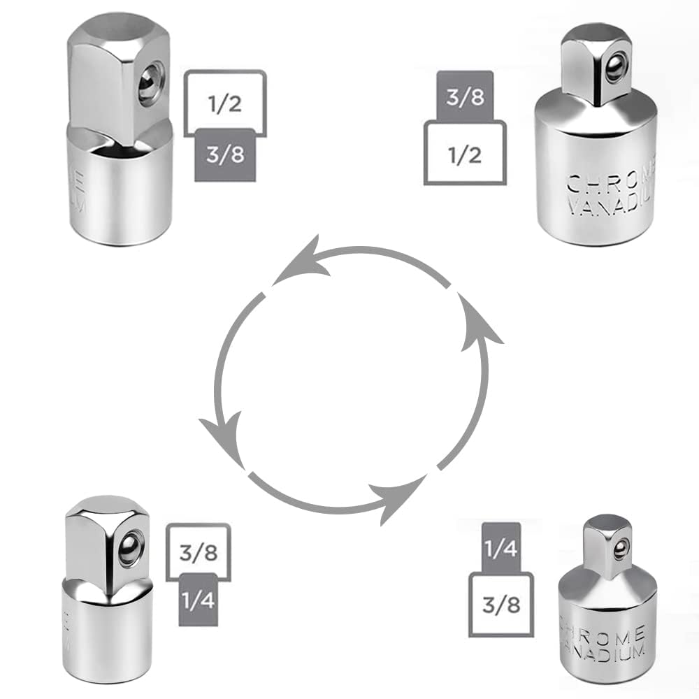 4 Pezzi Set di Adattatori Adattatore per Bussola da Adattatori Portainserti Chiave Set Acciaio al Cromo per Chiavi di Riparazione per Automobili