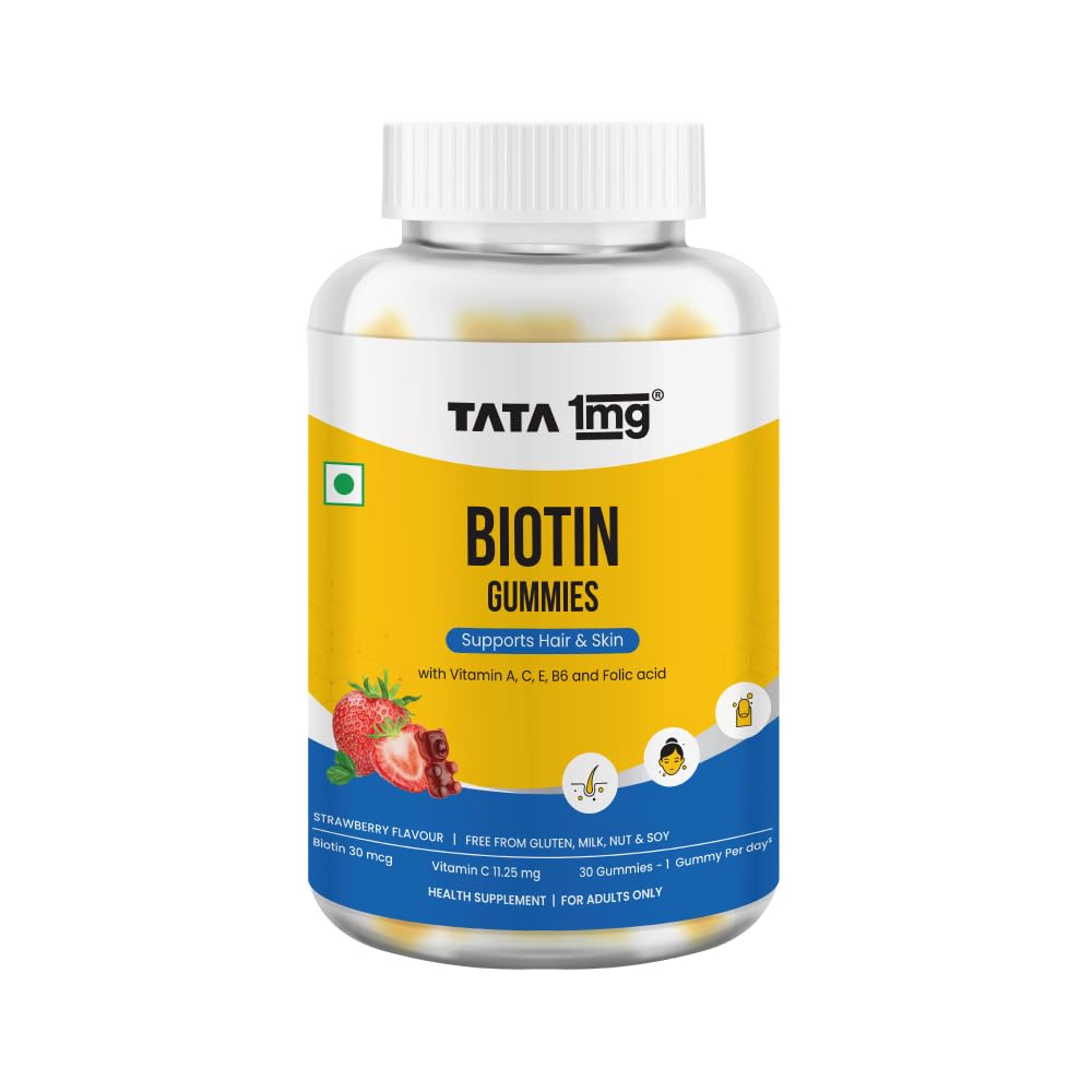 Tata 1mg Biotin Gummies (Pack Of 1, Strawberry Flavour, 30 Gummies)