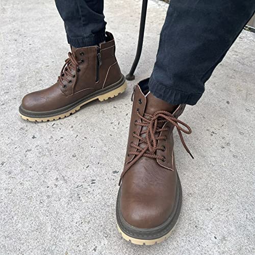 visionreast Laarzen voor heren, motorlaarzen met ritssluiting, enkellaarzen, ademend, casual leren laarzen, ronde kop, korte laarzen, outdoor, antislip springlaarzen - Image 8