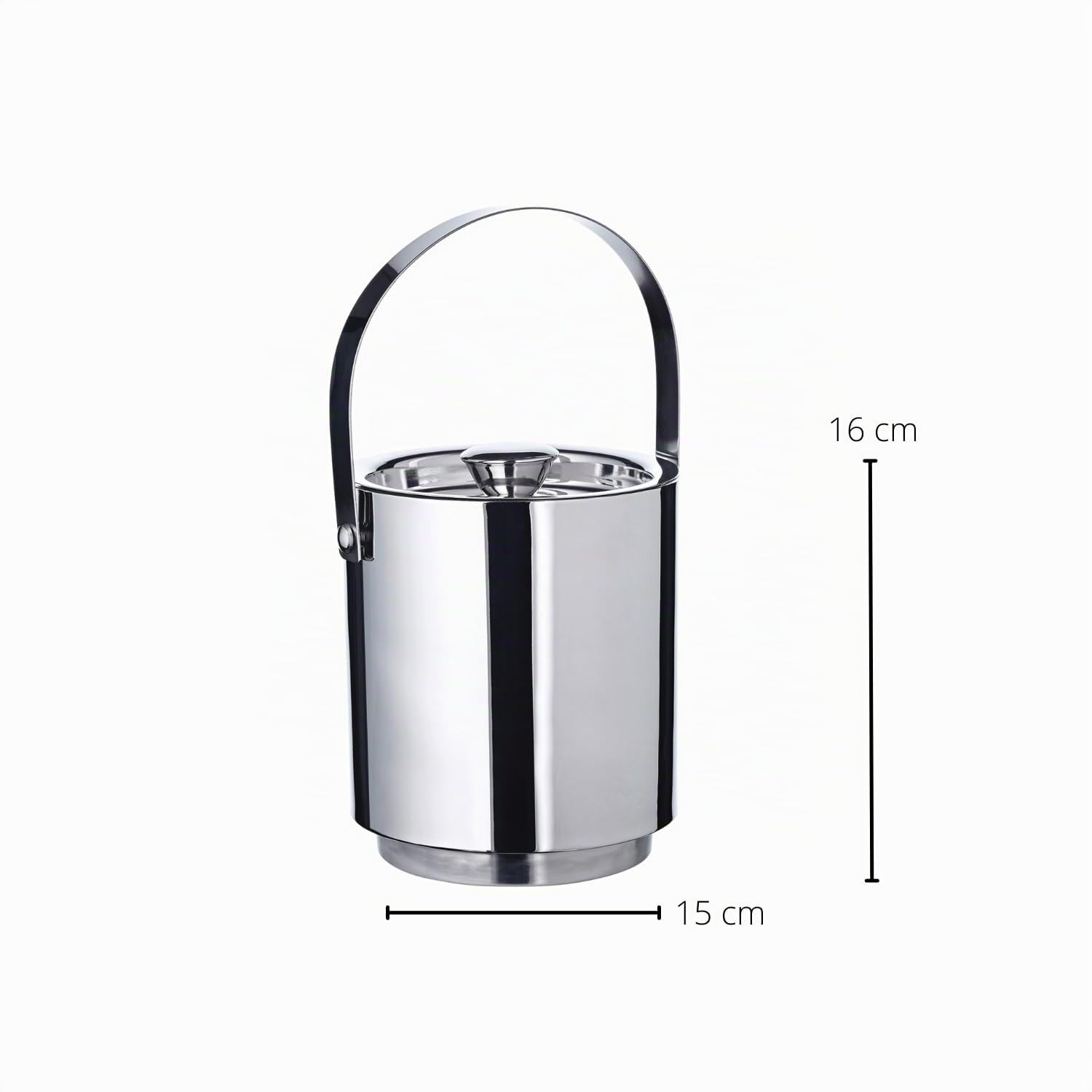 EDZARD Eiseimer Seattle (3,2 Liter, Höhe 16 cm) Eiswürfelbehälter mit Deckel und Einsatz, Eisbehälter aus Edelstahl hochglanzpoliert, doppelwandig