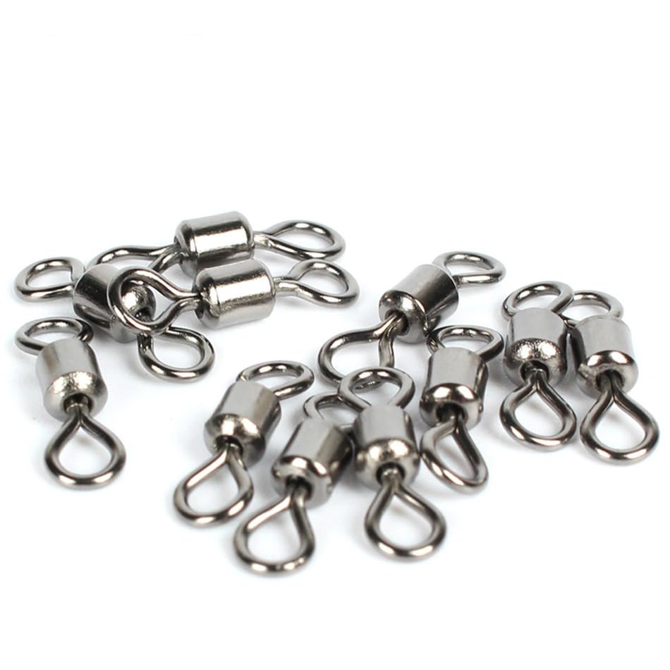 100 piezas giratorios para pesca, acero inoxidable miniatura 3