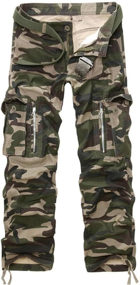 Men's Military Camo Cargo Pants, Spring Autumn Camouflage Cotton Workout Trousers, Outdoor Tactical Pants