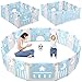 Dripex Parque para Bebés, Corralito Bebe, Centro de Actividades para Niños, Patio de Juegos de Seguridad Hogar Interior Exterior de 0 a 6 Años, Plegable 12 + 2 paneles, Azul-blanco