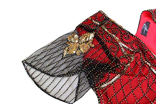 Image of Women 1920s Gatsby Vintage Sequin Flapper Fringe Party Plus Dress with 20s Accessories Set