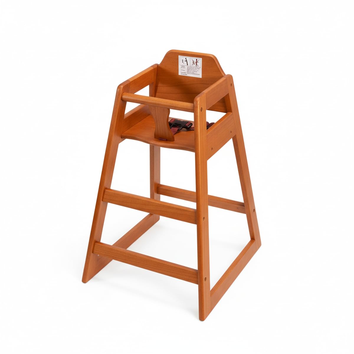 Walnut Wooden Restaurant High Chair – Stackable Rubberwood Dining Chair with Safety Bar, Easy-Clean Finish, Commercial Restaurant Seating
