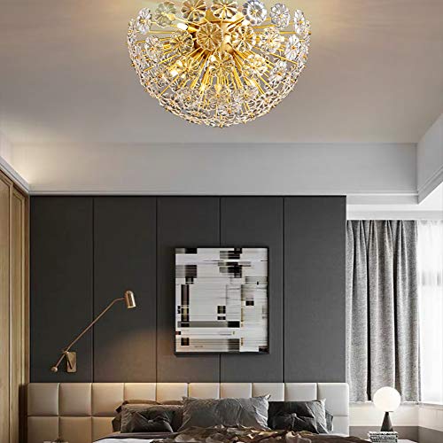 Plafonnier cristal design chic doré de luxe pour salle à manger moderne