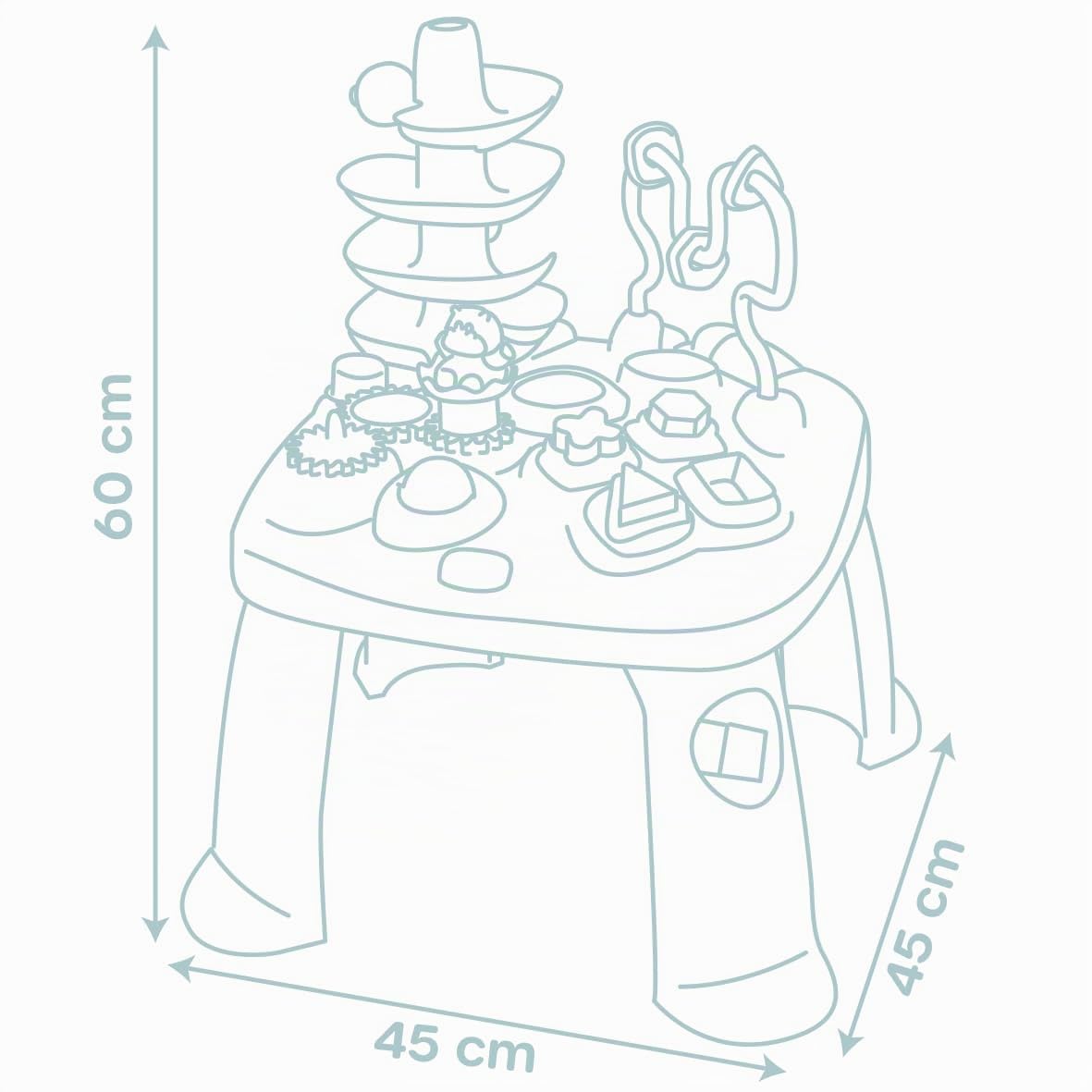 Little Smoby - Mesa de Actividades - Numerosas Funciones mecánicas - 4 Formas, 1 Pelota, 1 Figura de hipopótamo - Desarrolla la motricidad Fina - A Partir de 12 Meses - Fabricado en Francia