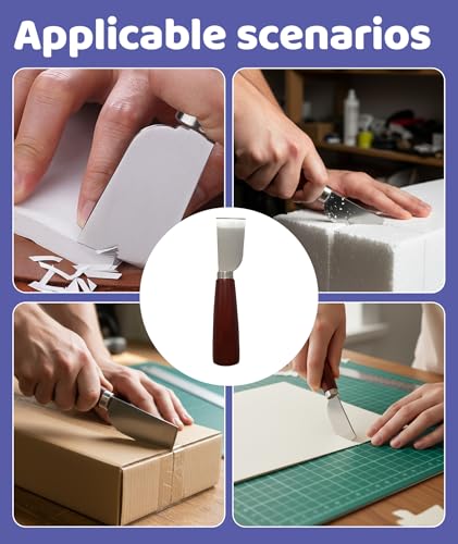 Image of Stainless Steel Leather Cutting Knife, 6.69 * 1.38 * 2.56in Leather Hole Punch Tool, Craft Tool with Wooden Handle for Precise Trimming and Skiving