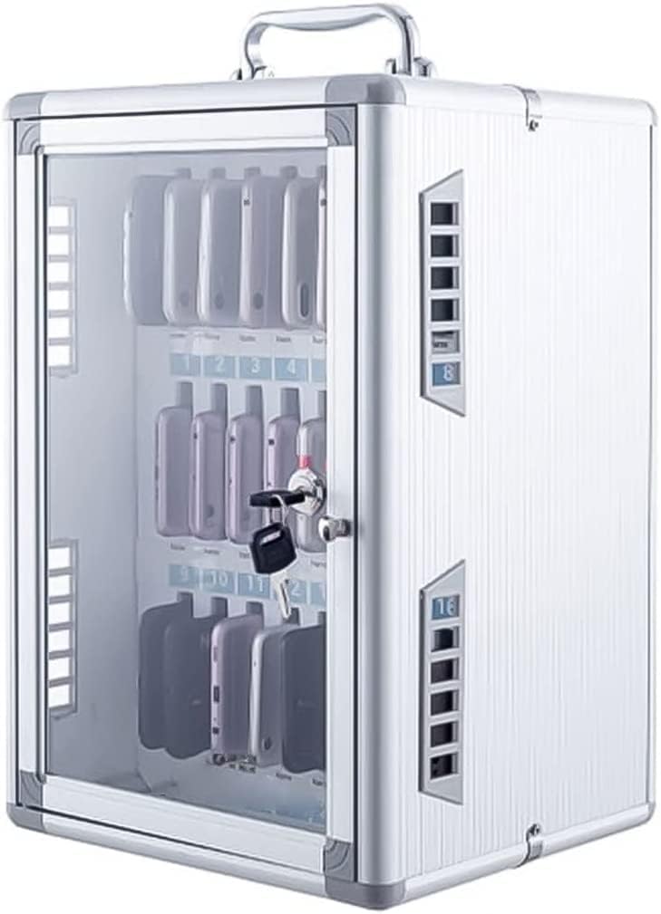Cell Phone Locker Box for Classroom with Door Locks and Keys Clear Acrylic Jail Storage Cabinet，Wall-Mounted Aluminum Phone Storage Box - Organizer Cabinet for Classroom, Factory, Summer Cam
