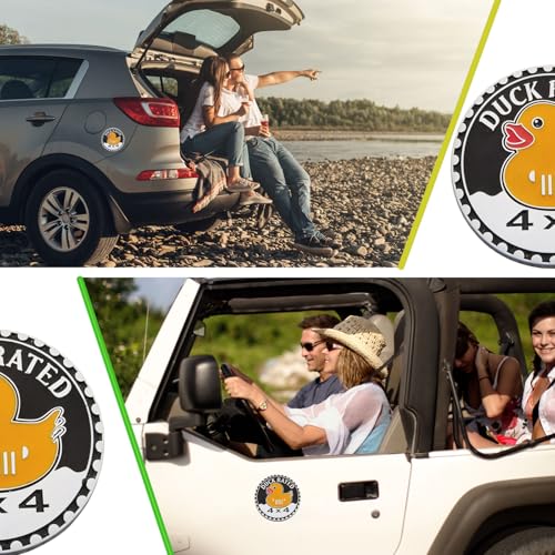 Image of 2 pcs Car Emblem 4 x 4 Metal Automotive Badge 3D Metal Car Badges Emblems Round Emblem Decals Car Badge Decals Stickers Compatible with Vehicles Trucks SUV RV Decorations (Duck Rated-E)