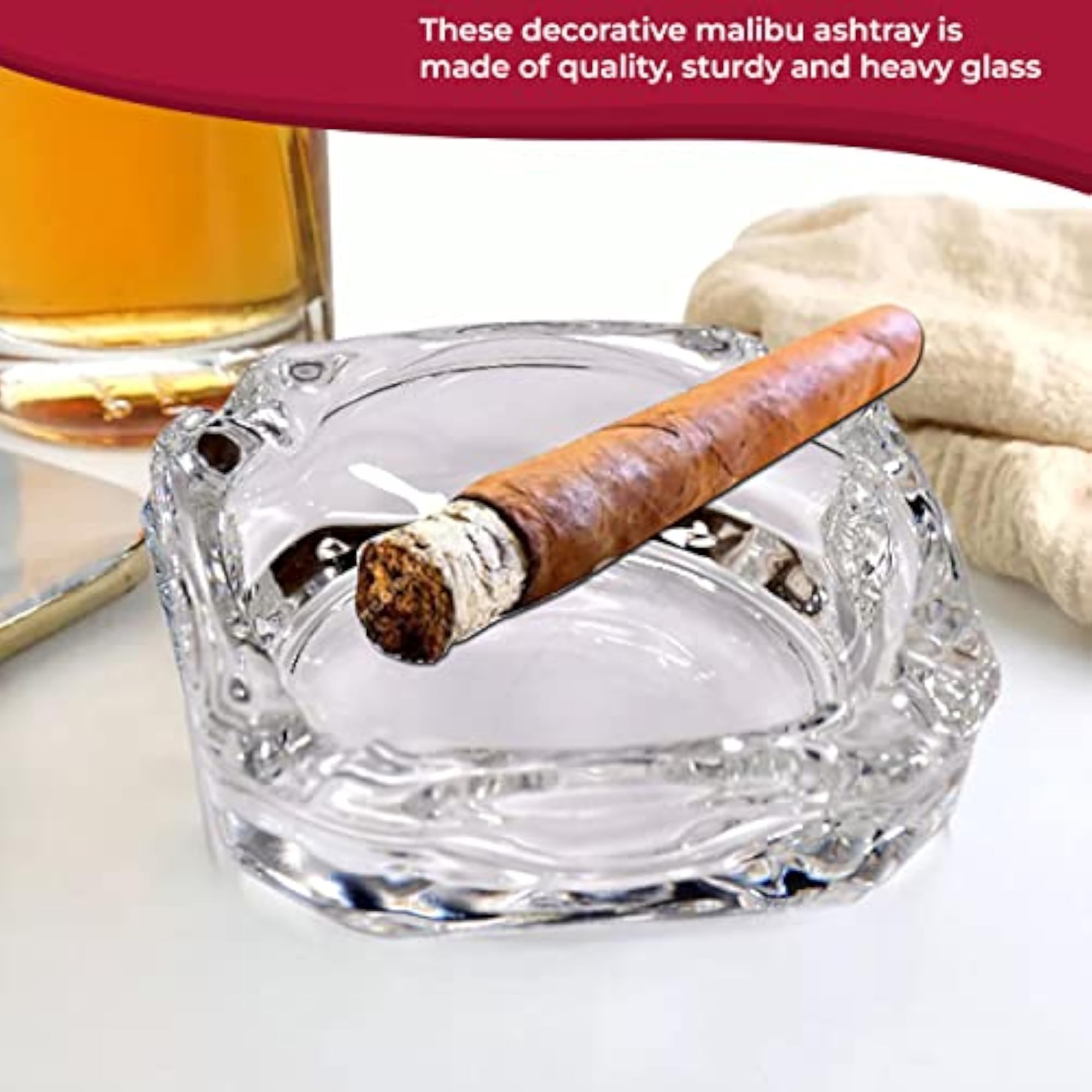 Small Decorative Glass Ashtray for Home & Office Use