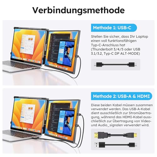 Dopesplay Laptop Bildschirm Erweiterung, 15.6" 1080P IPS Laptop Monitor Erweiterung, Dual Tragbarer Monitor… – Ansicht 3
