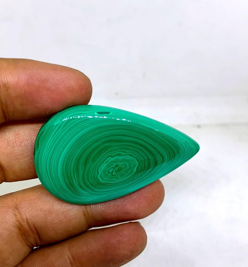 Malachite naturelle cabochon poire 49x30mm pierre gemme verte pour bricolage bijoux - 4