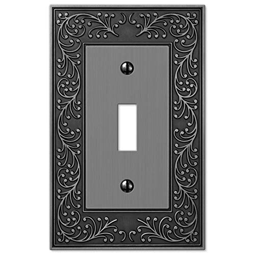 Image of Amerelle 43TAN English Garden Wallplate, 1 Toggle, Cast Metal, Antique Nickel, 1-Pack