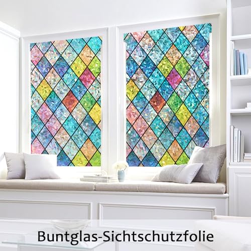 Bectosy Fensterfolie Blickdicht Regenboge Sichtschutzfolie Bunt 60×400cm – Ansicht 4