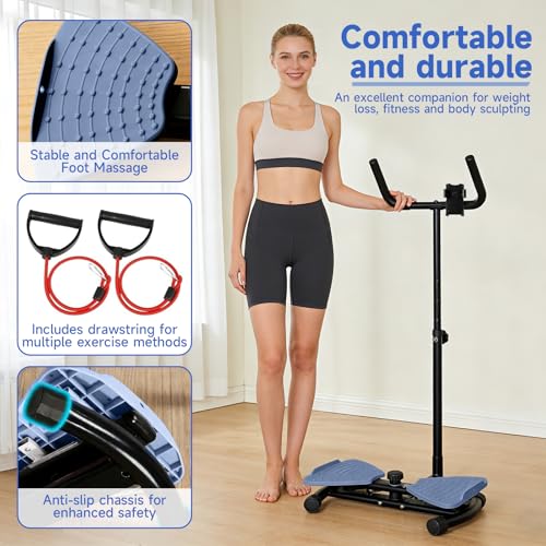 Image of Waist Twister Machine Exercise with Handlebar, Ab Twister Board with Phone Holder, 330lbs Capacity, Workout for Slim Waist and Core Ab Exercise, Ultra-Quiet Home Gym Equipment for Women Men