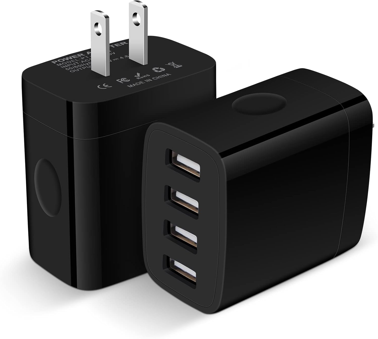 USB Wall Charger Adapter, 2Pack 4Multi Ports Fast Charger