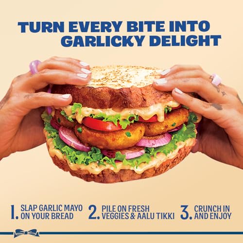 Image of HELLMANN'S, Roasted Garlic Mayo, 300g, for Delectable Sandwiches, with Creamy & Rich Taste, 100% Vegetarian, World's No.1 Mayonnaise Brand