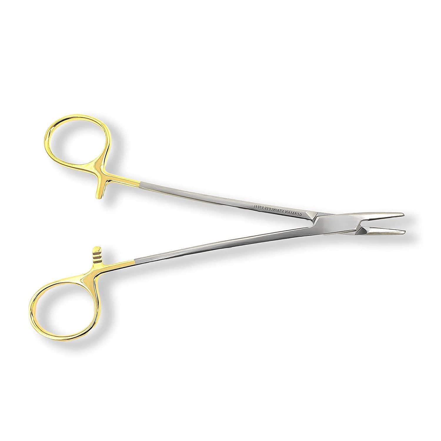 Mayo Hegar Needle/Suture Holder Driver with Tungsten Carbide Inserts and Gold Rings - Premium Grade Instrument (5 in.)