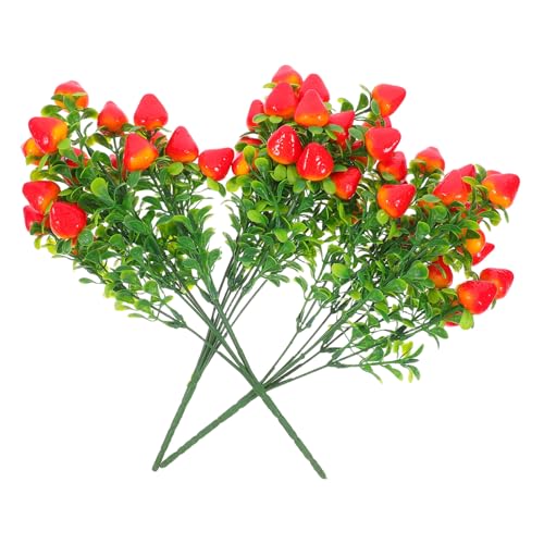 Yardenfun 3 Stück Künstliche Erdbeerpflanze Realistische Früchte Zweige für Tischdekorationen Vielseitige Deko ohne Pflege Geeignet für Wohnräume und Partys