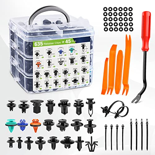 Image of Frokom 22 Most Popular Sizes Auto Push Pin,Car Retainer Clips Fasteners Cars Body Kits-680pcs,Fasteners Remover for Toyota GM Ford Honda Chevy